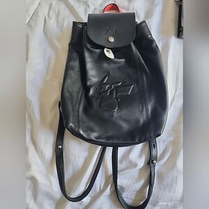 RARE! Long Champ x Pokemon Pikachu Leather Backpack Limited Edition
